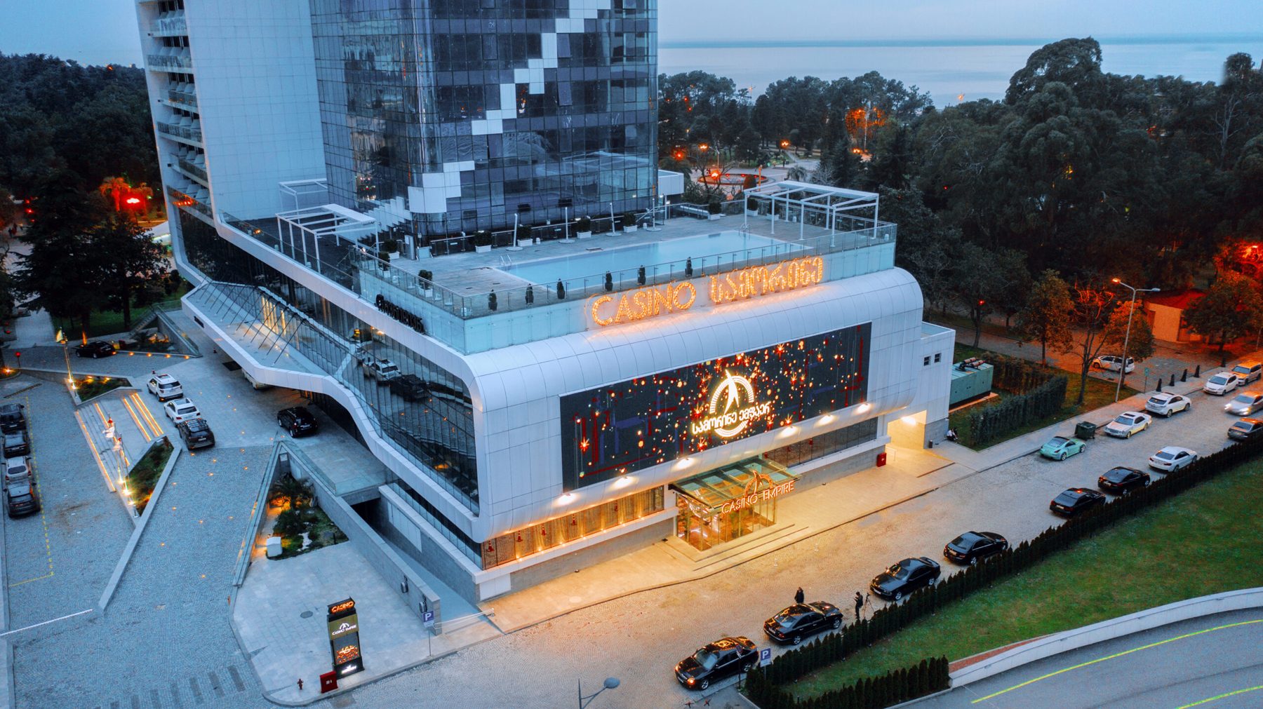 Casino Empire Batumi gaming floor at night